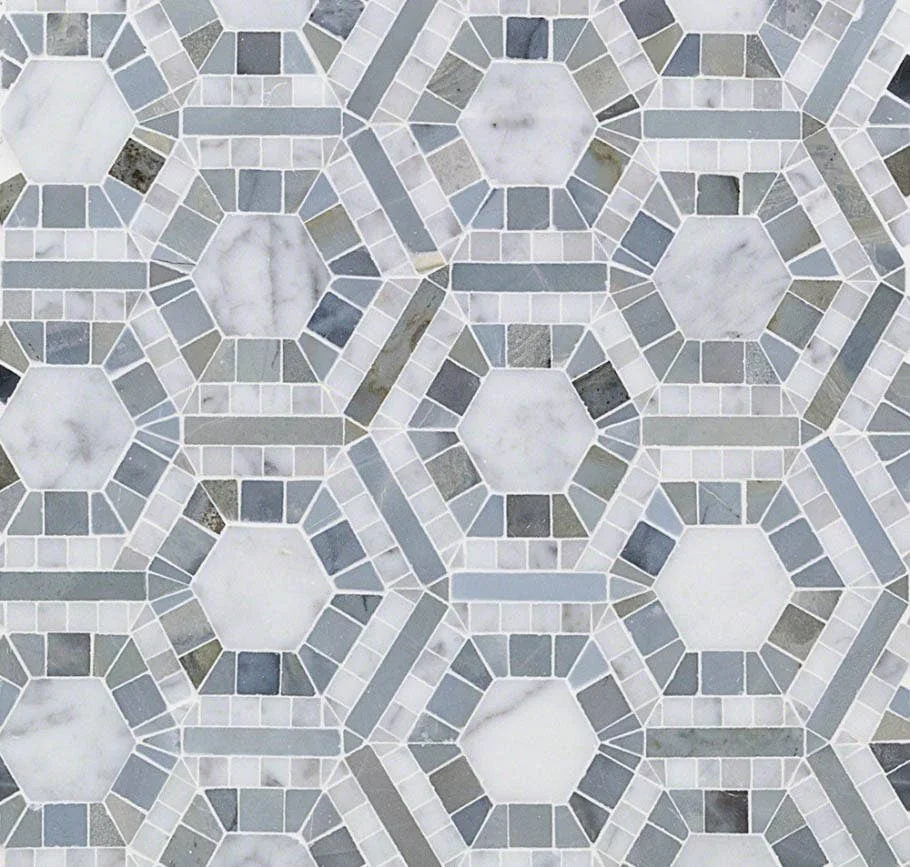 Cosmos Carrara & Moonstone Hexagon Marble Tile