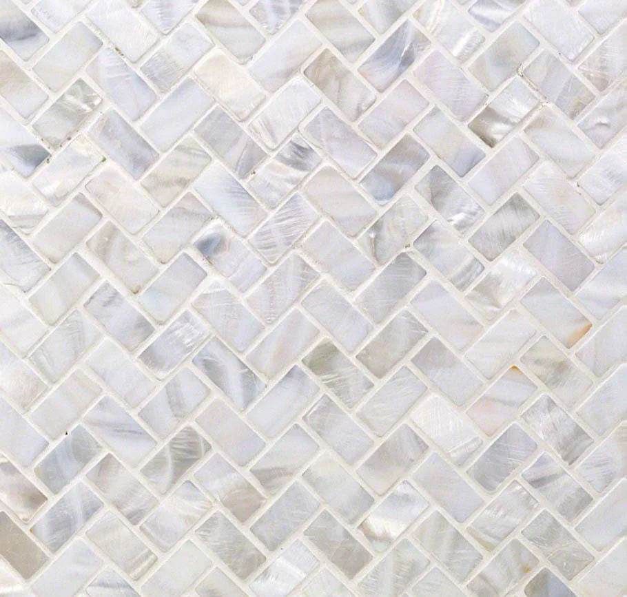 main sample image of White Oyster White Pearl Herringbone Tile