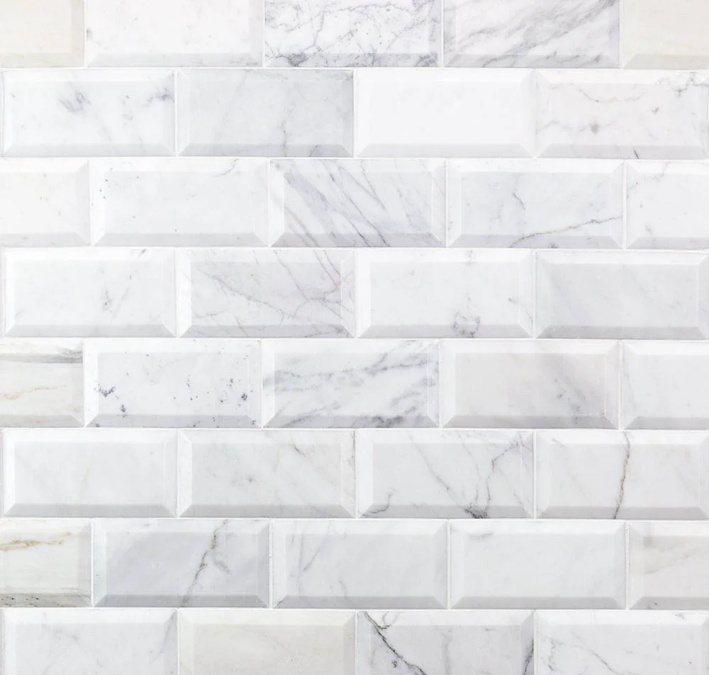 main sample image of White Calacatta Beveled Marble Tile