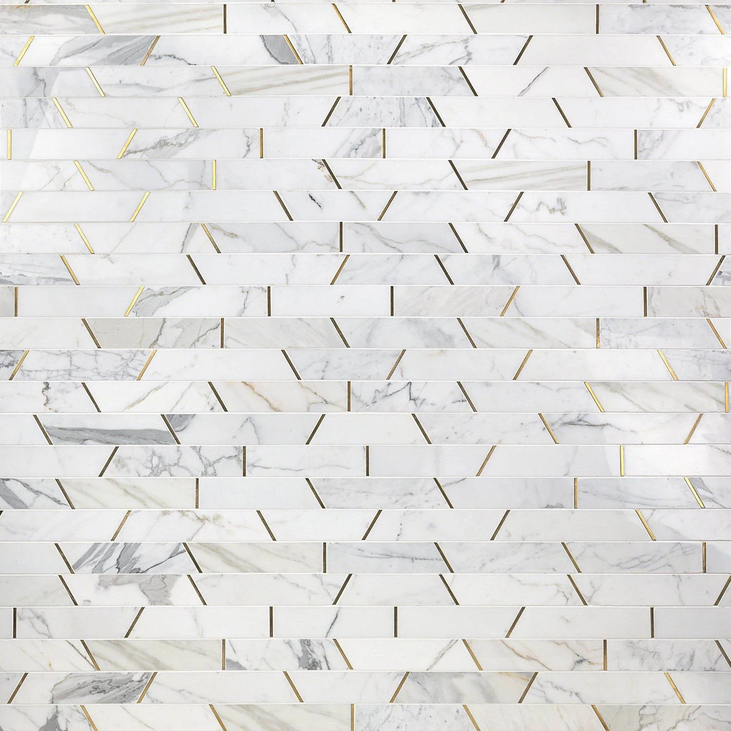 main sample image of White Matrix Trapezoid Marble and Brass Tile