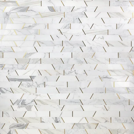 main sample image of White Matrix Trapezoid Marble and Brass Tile