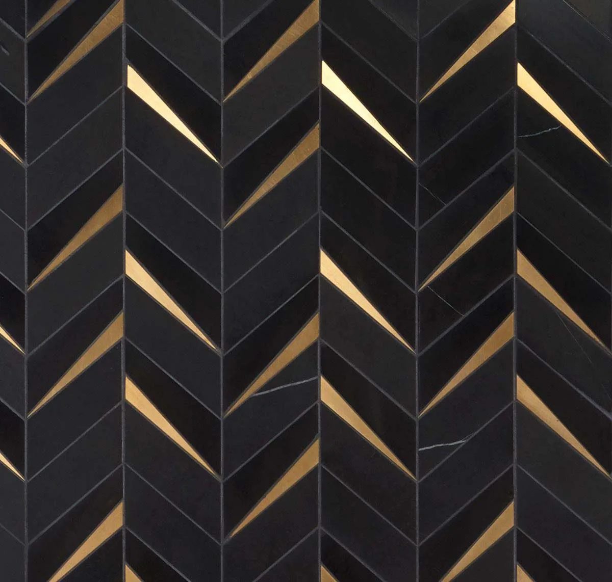 main sample image of Black Vara Nero Marble and Brass Mosaic