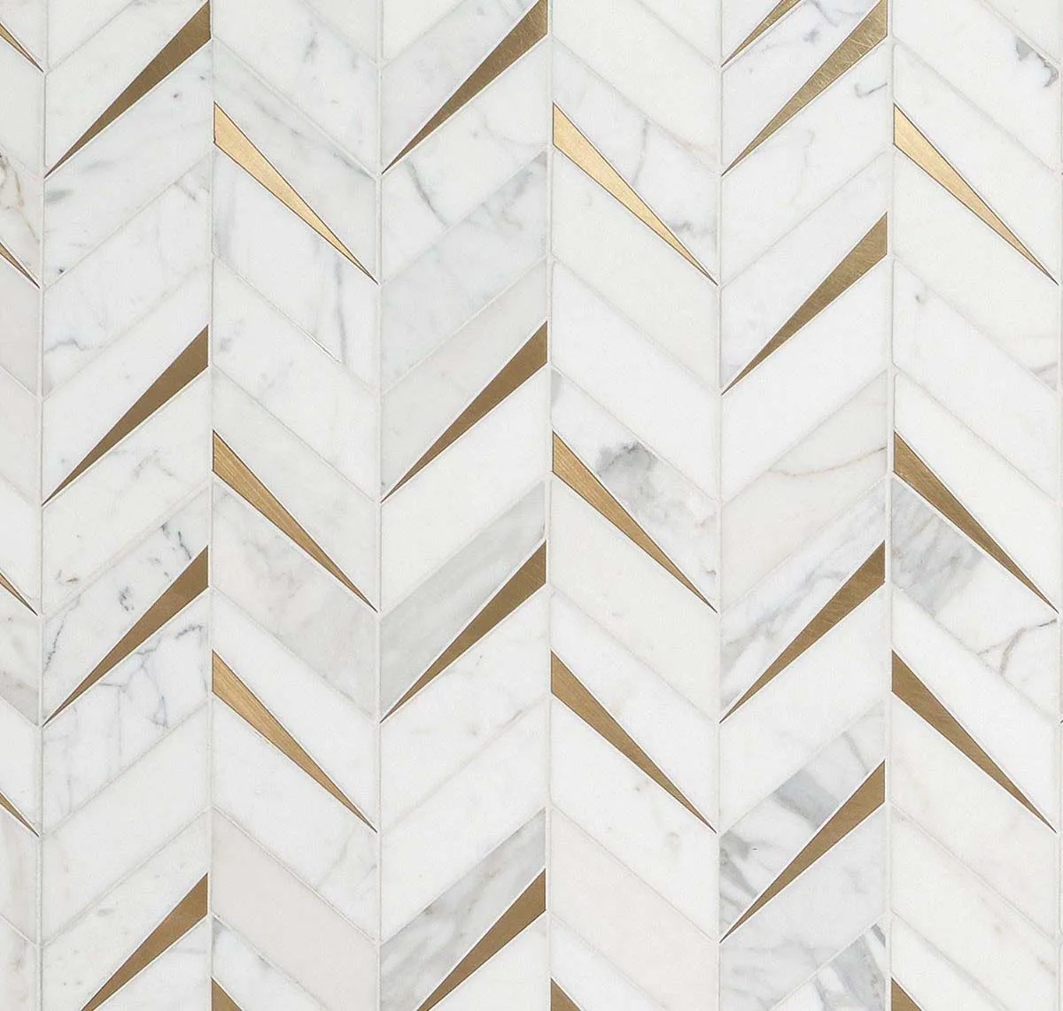 main sample image of White Vara Calacatta Marble and Brass Mosaic