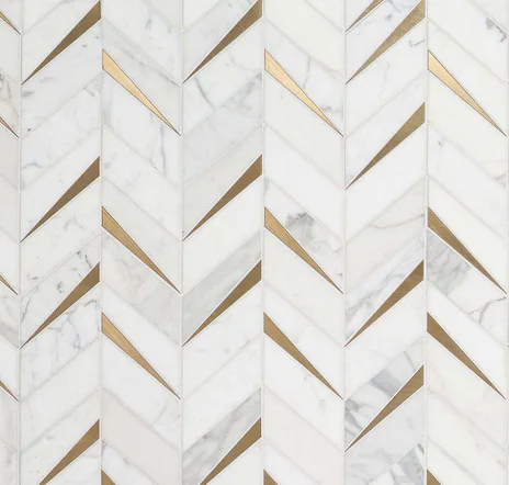 main sample image of White Vara Calacatta Marble and Brass Mosaic