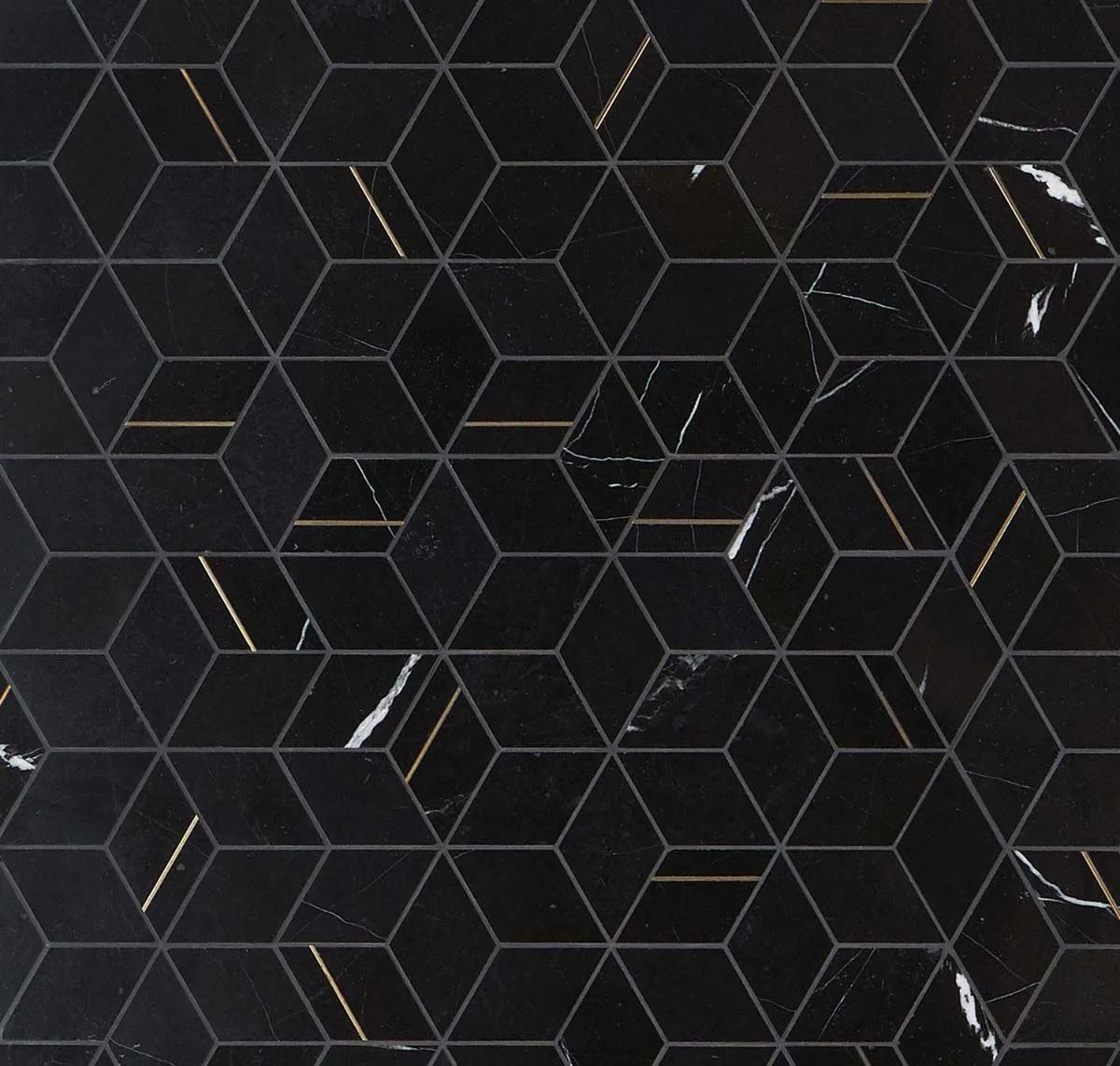main sample image of Black Morgana Nero Marble and Brass Mosaic