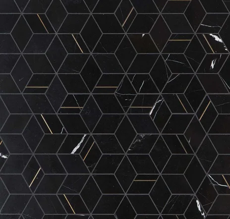 main sample image of Black Morgana Nero Marble and Brass Mosaic