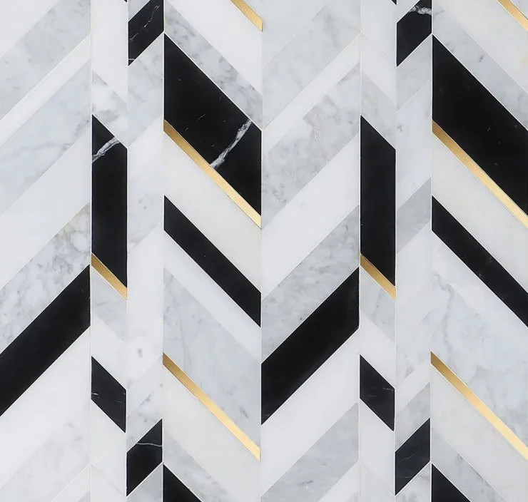 main sample image of Nero Blanco Amari Marble and Brass Mosaic