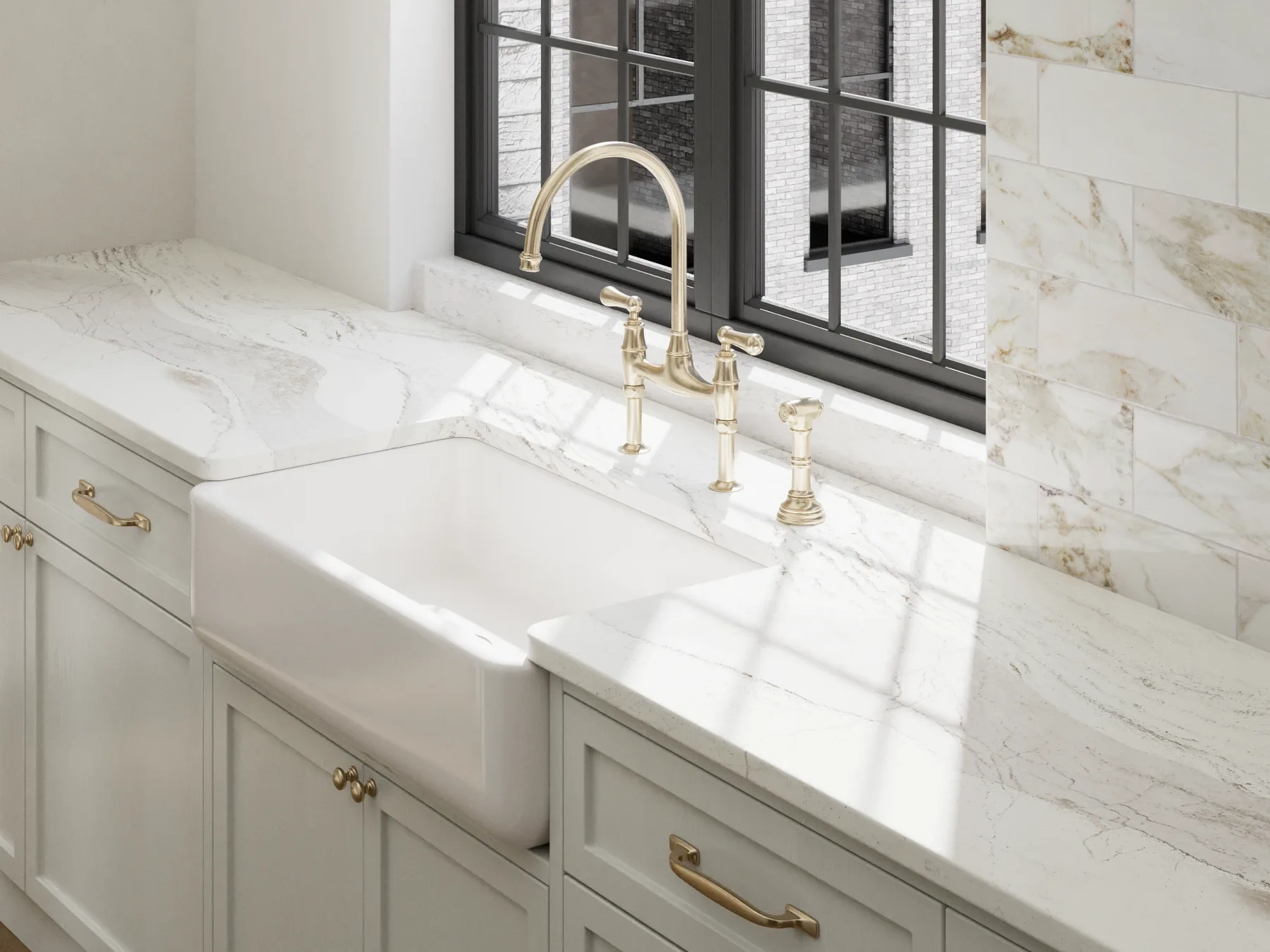 Cambria Quartz Windsor Brass Satin Ridge Sample | DesignShop