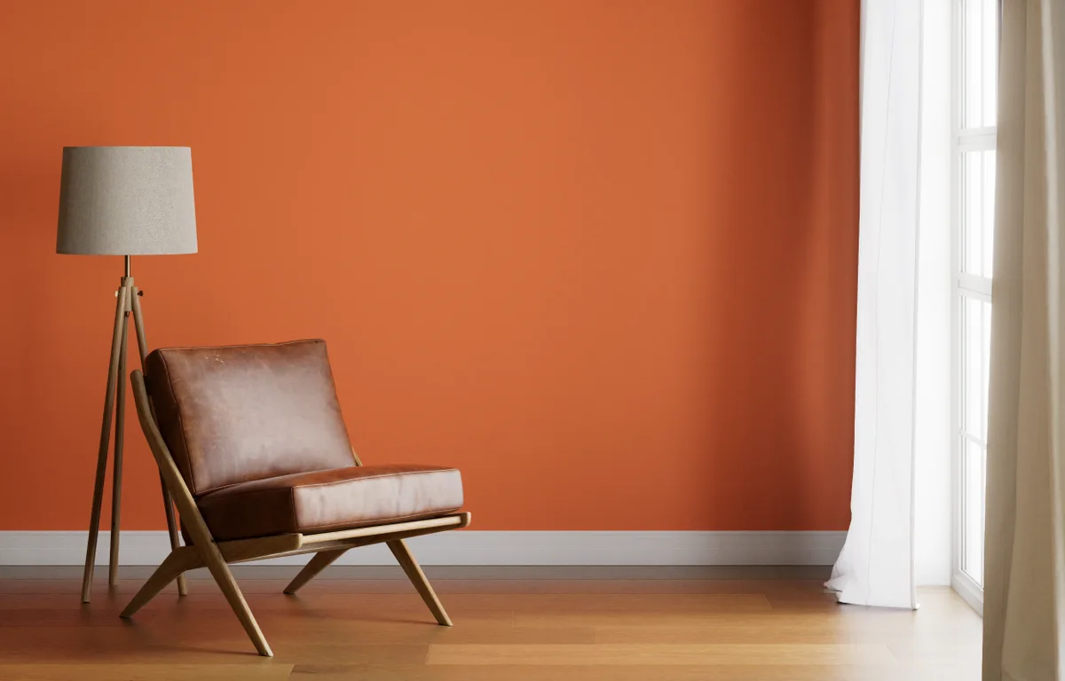 Benjamin Moore Peel-and-Stick Paint Sample by Samplize - Tangy Orange (2014-30) - Adhesive Backing, 9 x 14.75 in, image size:1200x768