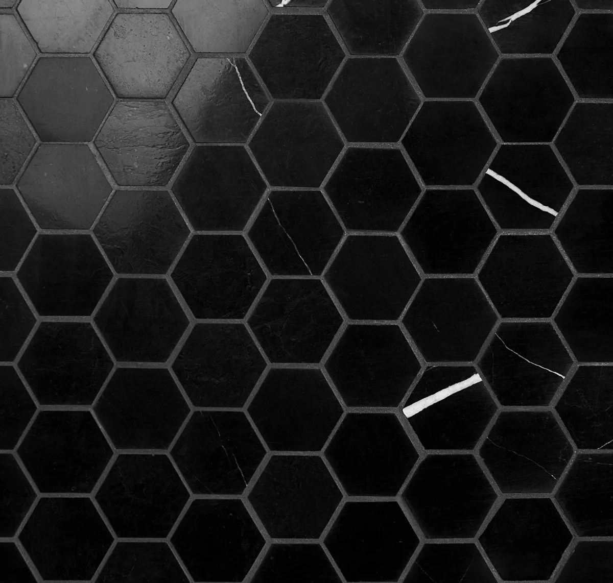 main sample image of Black Nero Marquina Hexagon Marble Tile