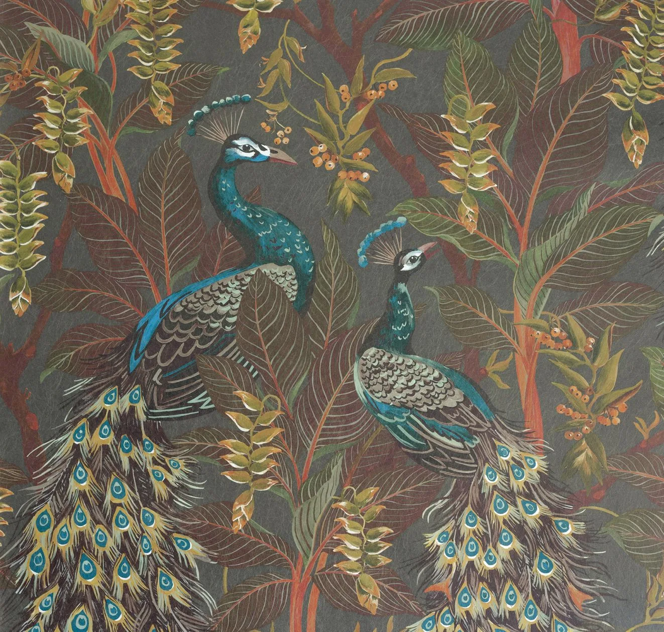 main sample image of Sepia Royal Peacock Wallpaper