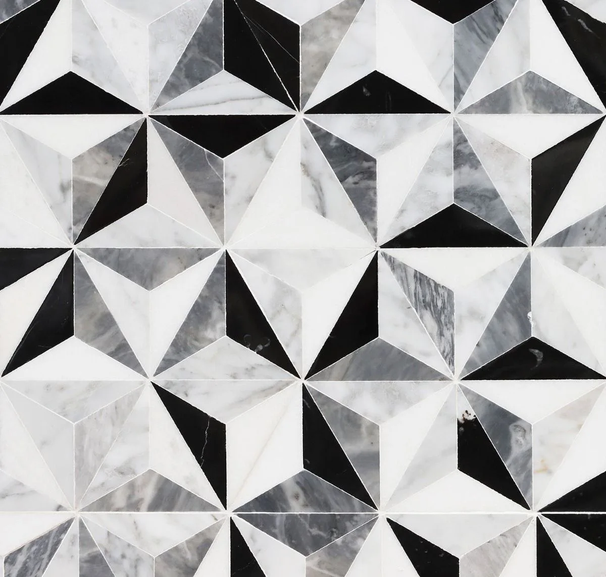 Phantasm Tuxedo Black and White Polished Marble Mosaic Tile