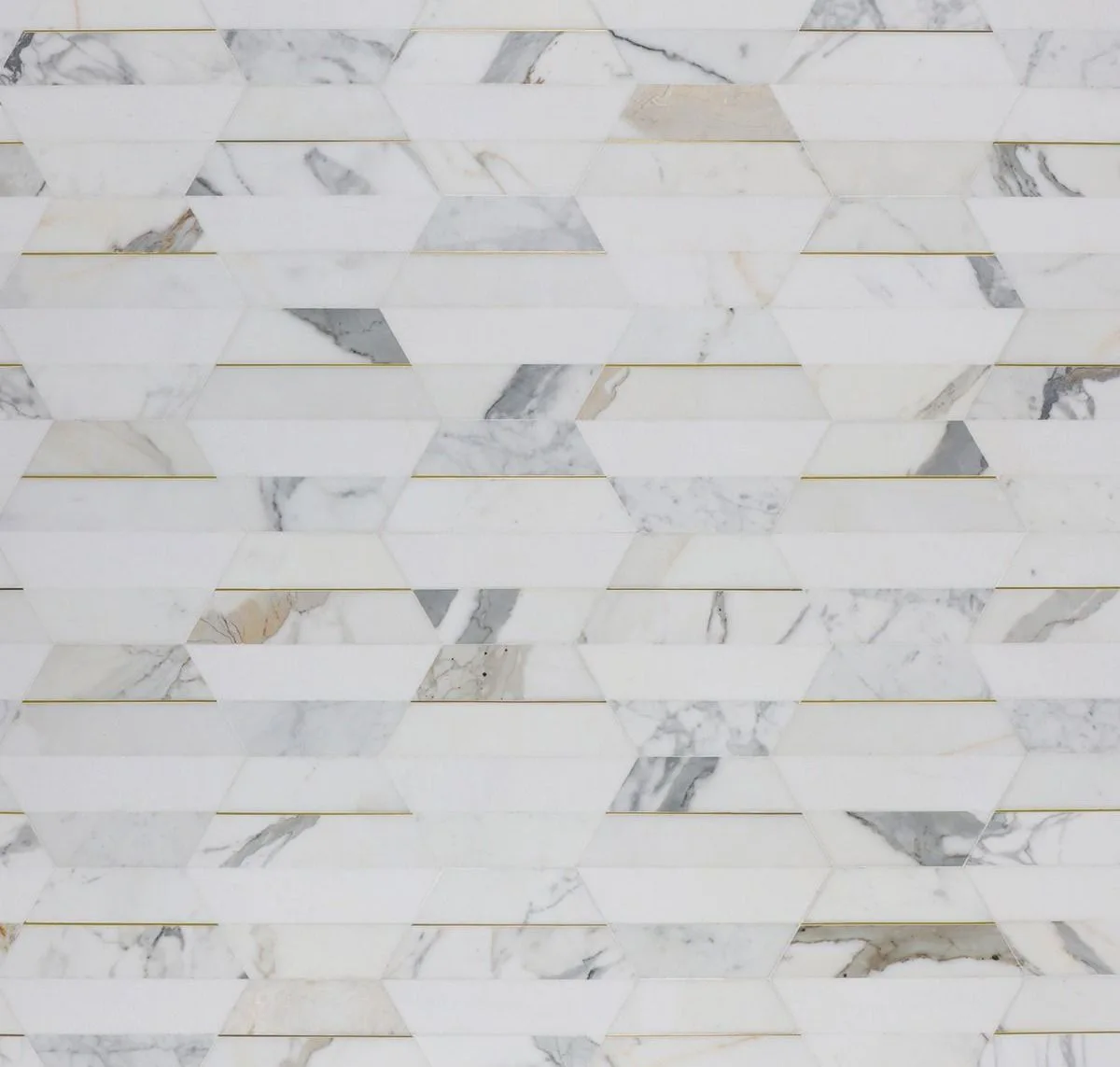main sample image of Calacatta Margo Hexagon Marble and Brass Mosaic Tile
