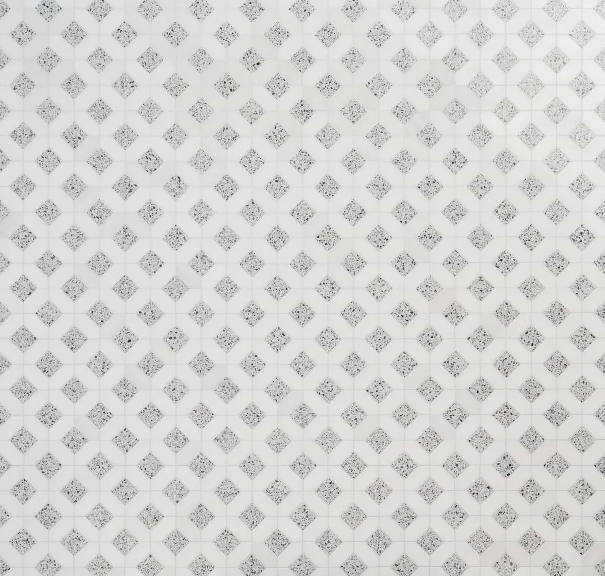 main sample image of Truffle White Terrazzo and Bianco White Cleopatra Diamond Marble Polished Mosaic Tile