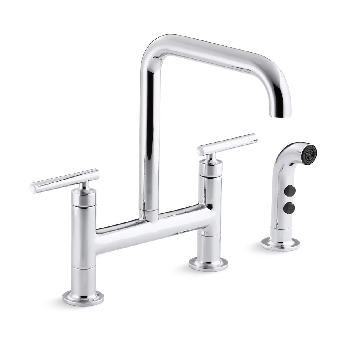 Purist® Two-Hole Bridge Kitchen Sink Faucet with Side Sprayer