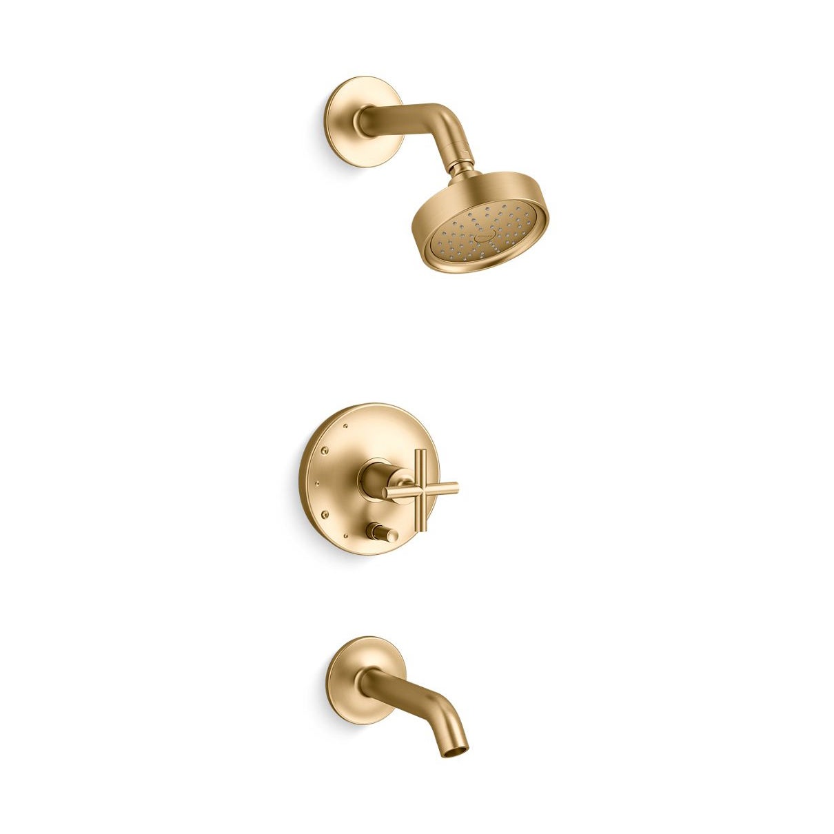 KOHLER Purist Rite-Temp 1-Handle Valve Trim with Cross Handle in Vibrant Brushed Moderne Brass