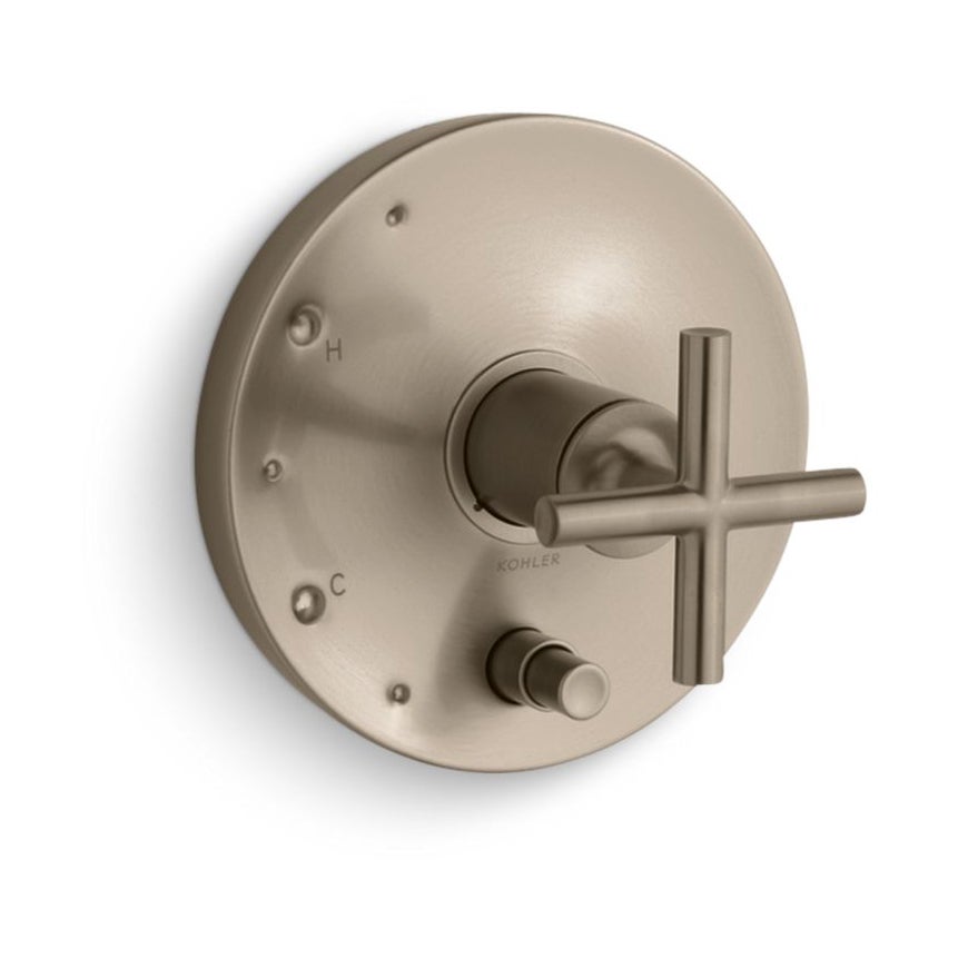 KOHLER Purist Rite-Temp Valve Trim With Push-Button Diverter And Cross Handle in Vibrant Titanium