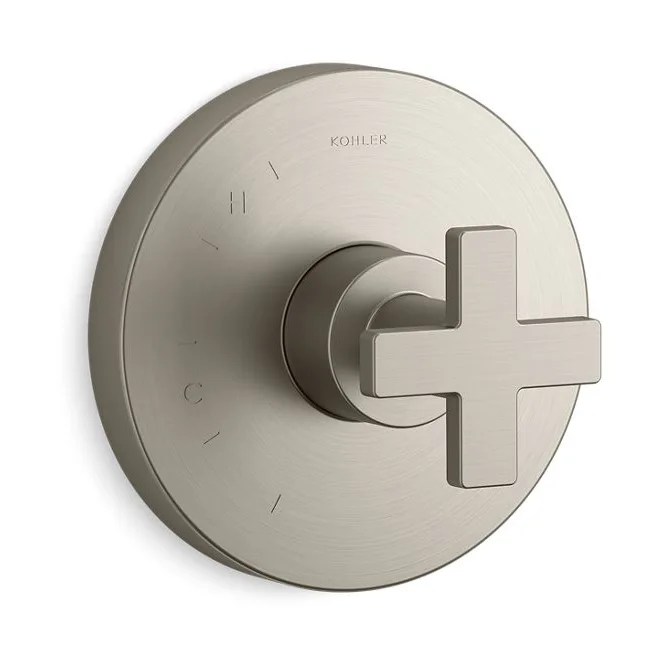 main sample image of Vibrant Brushed Nickel Composed® Rite-Temp® Valve Trim with Cross Handle