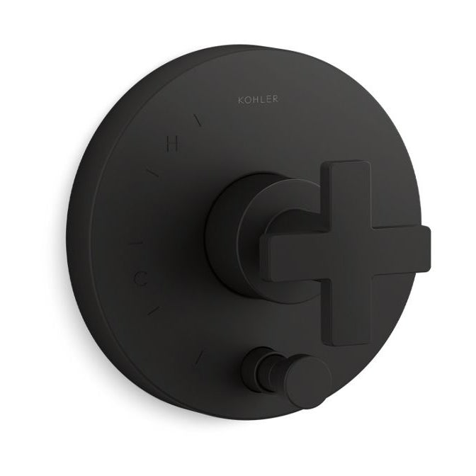 KOHLER Composed Rite-Temp Valve Trim With Push-Button Diverter And Cross Handle in Vibrant Brushed Bronze
