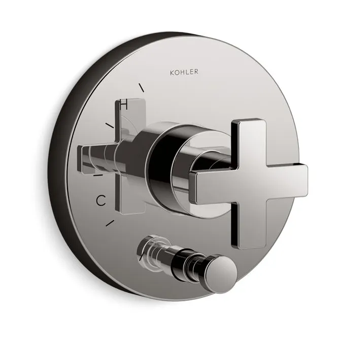 KOHLER Composed Rite-Temp Valve Trim With Push-Button Diverter And Cross Handle in Vibrant Brushed Bronze