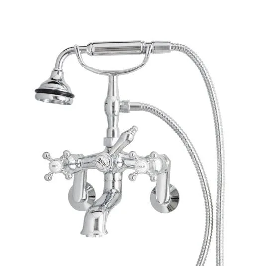 main sample image of Chrome Wall Mount Tub Filler with Hand Shower, All Metal Accents