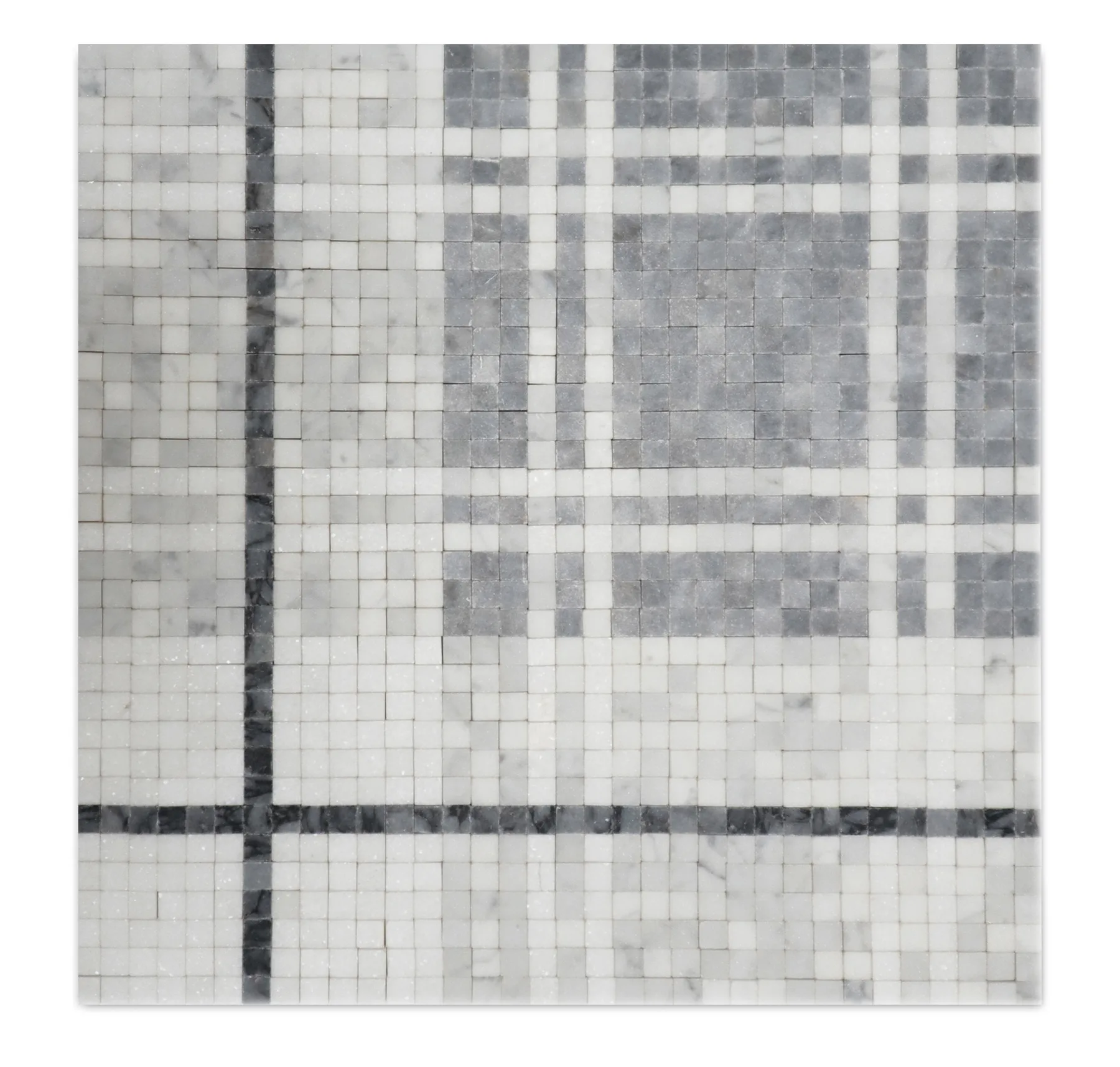 main sample image of Thassos, Carrara, Turkish Gray, Tiger Skin Balmoral Plaid Thassos