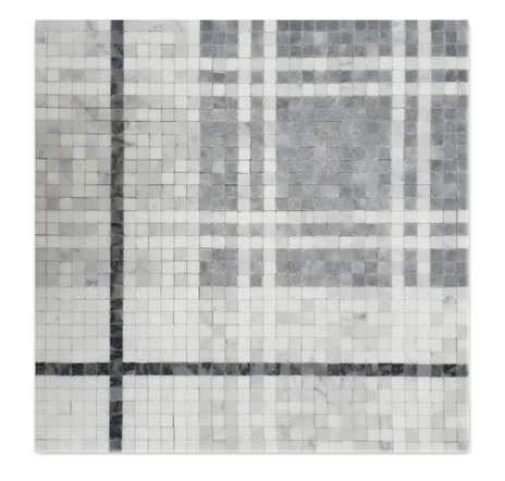 main sample image of Thassos, Carrara, Turkish Gray, Tiger Skin Balmoral Plaid Thassos