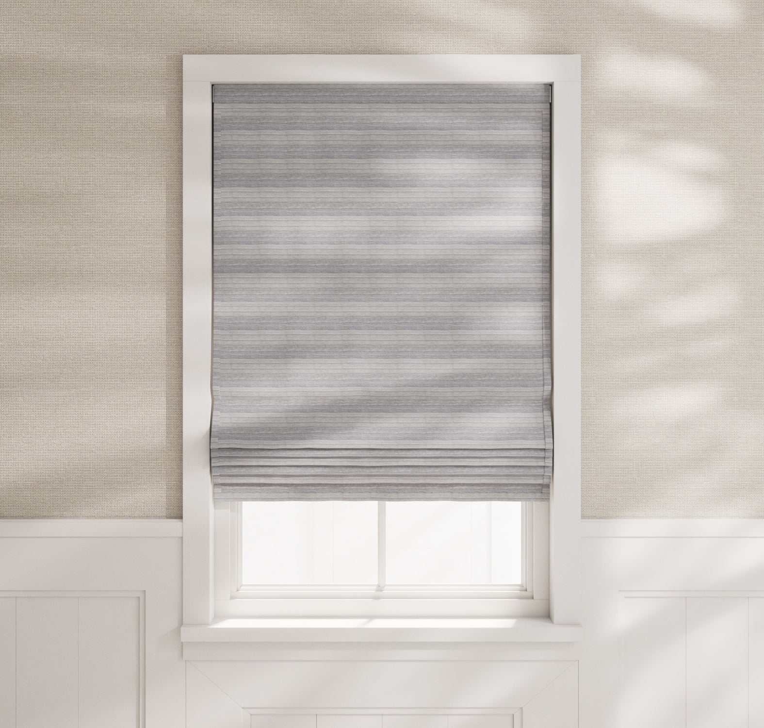 The Shade Store Cascade Roman Shades  Raw Silk Sample by DesignShop in Gray Size 6 in x 6 in