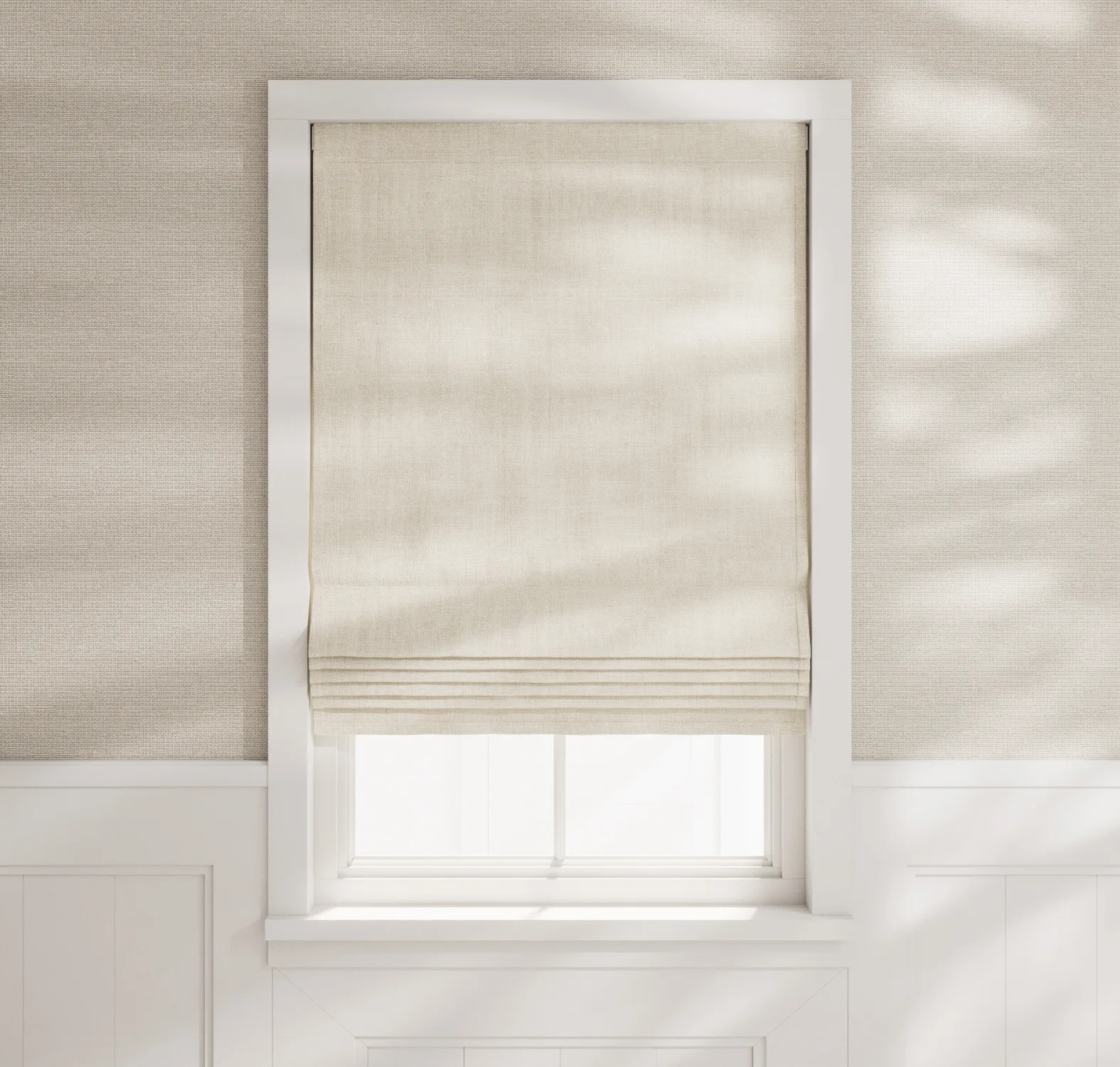 main sample image of Oat Cascade Roman Shades - Heathered Linen