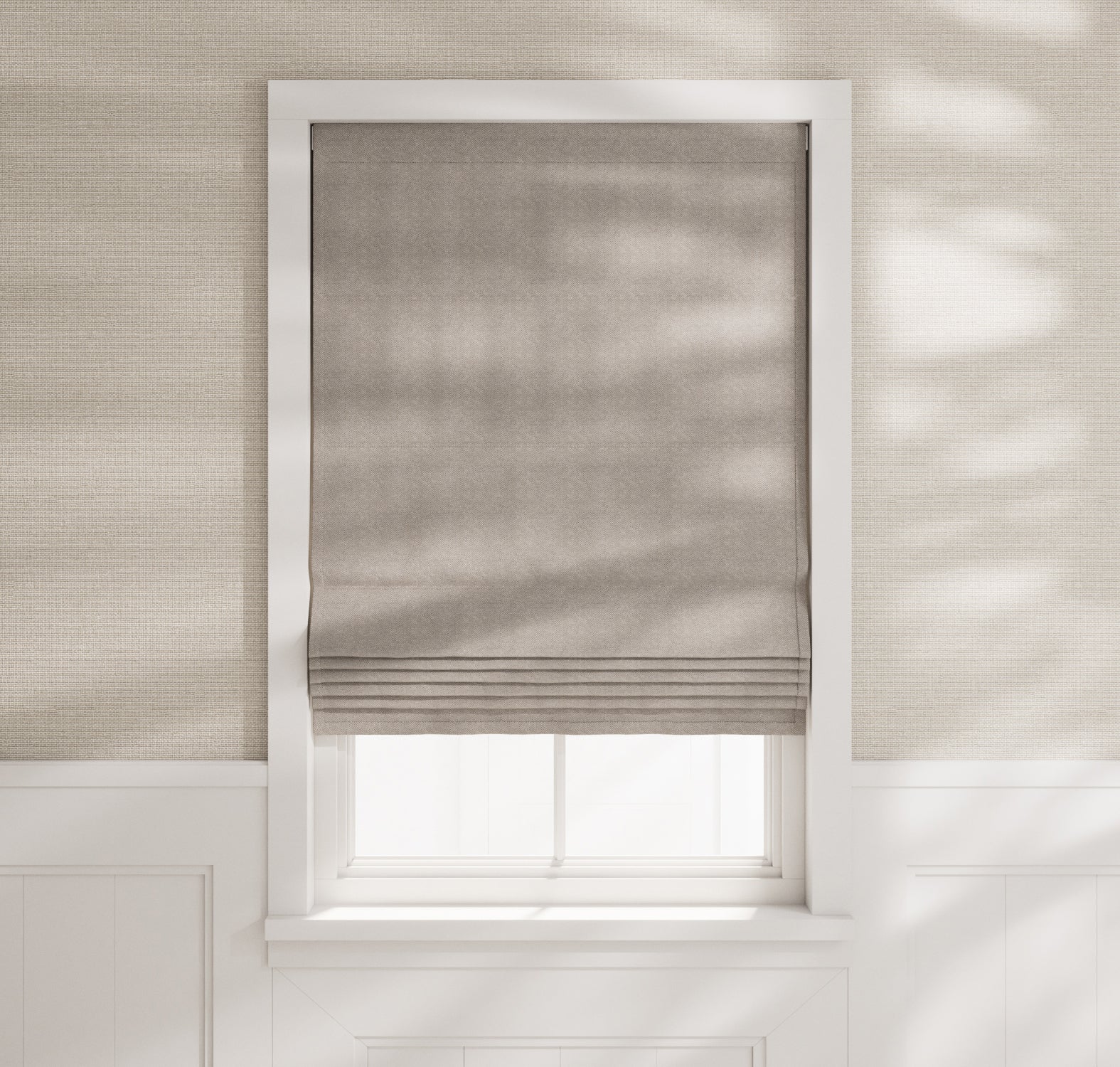 The Shade Store Cascade Roman Shades  Herringbone Sample by DesignShop in Toasted LinenCotton Size 6 in x 6 in