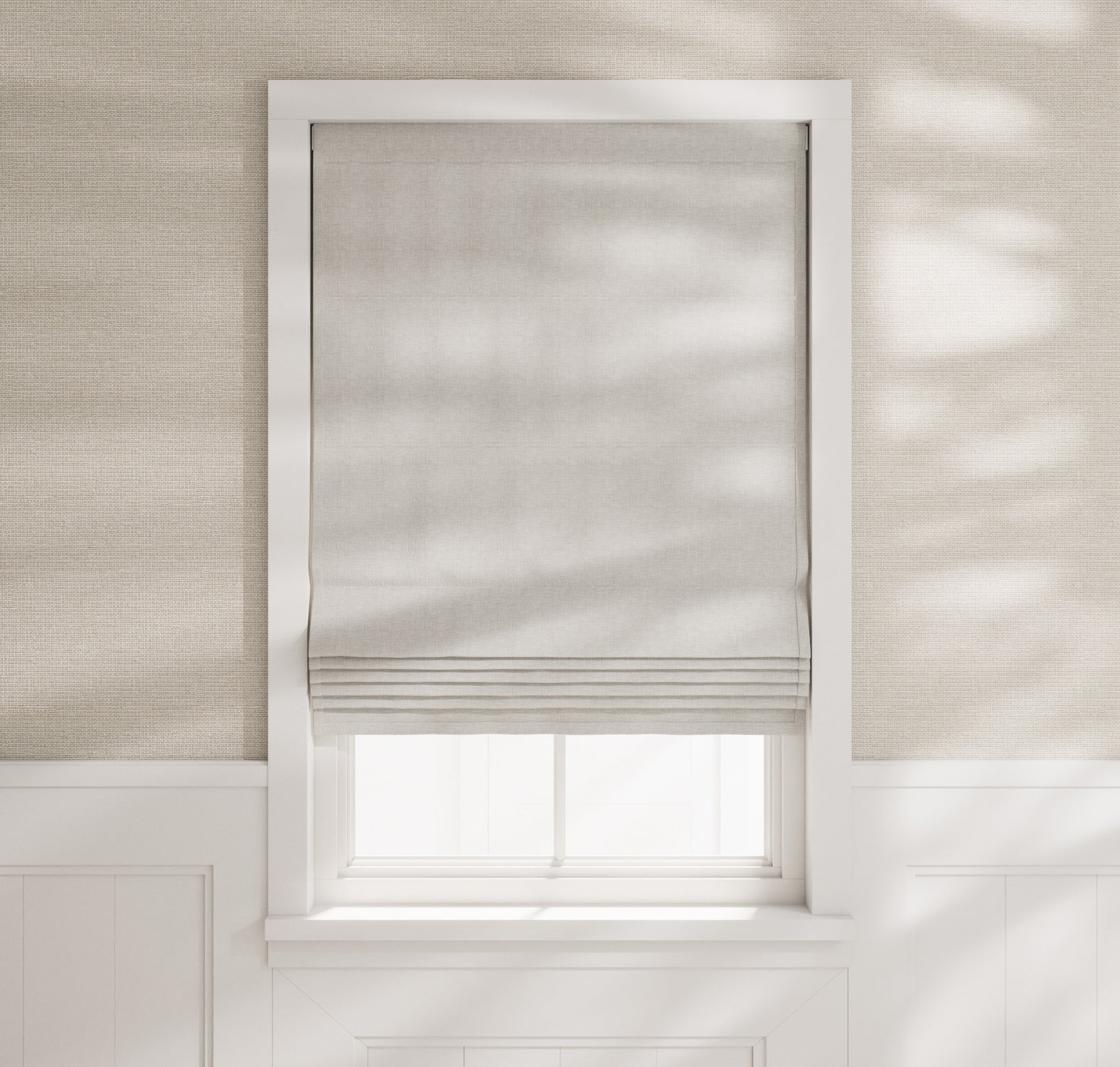 The Shade Store Cascade Roman Shades - Korinthos Sample by DesignShop in Sterling, Polyester, Size: 6 in x 6 in