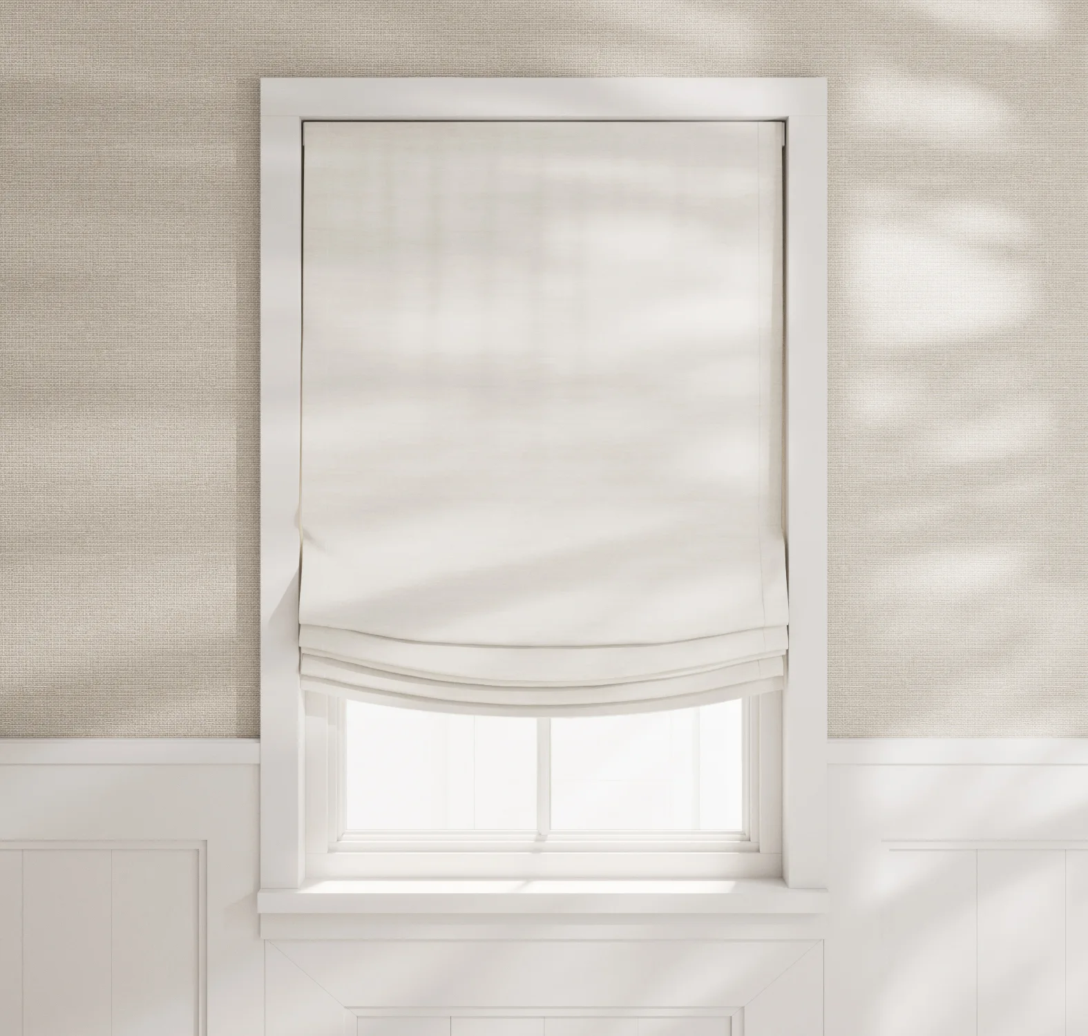 main sample image of Cemento Relaxed Roman Shades - Wool Challis