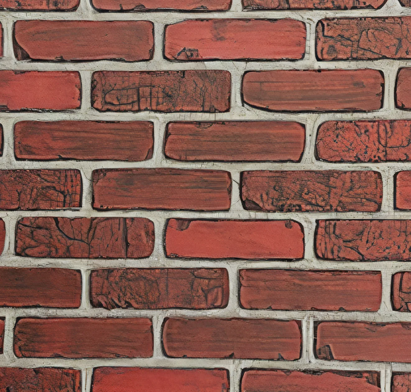 main sample image of Dark Red Gray Grout Worn Brick Faux Wall Panels-Interlock