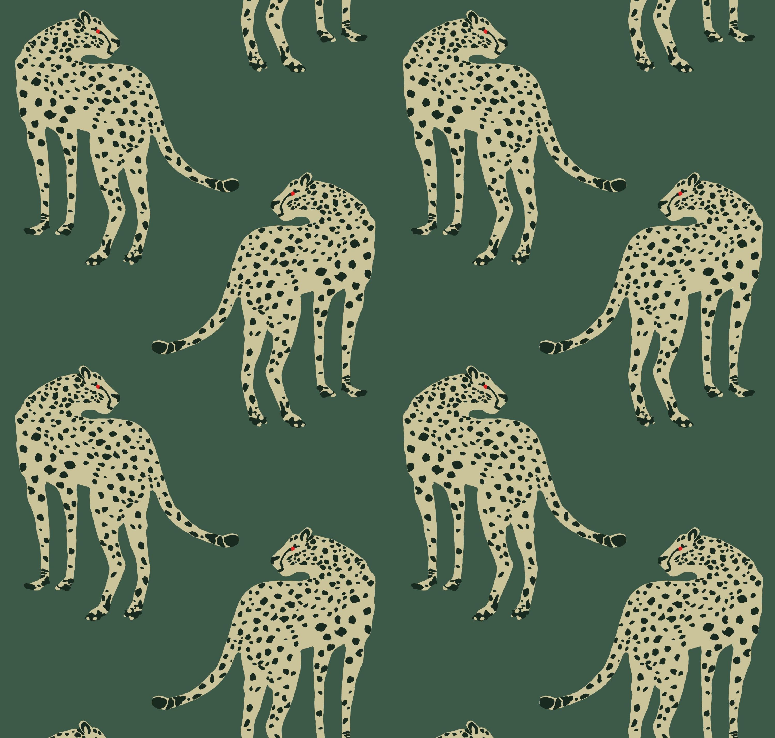Mitchell Black Wallpaper And Textiles Prowling Cheetah Wallpapers Sample by DesignShop in Juniper, Size: 9 in x 11 in