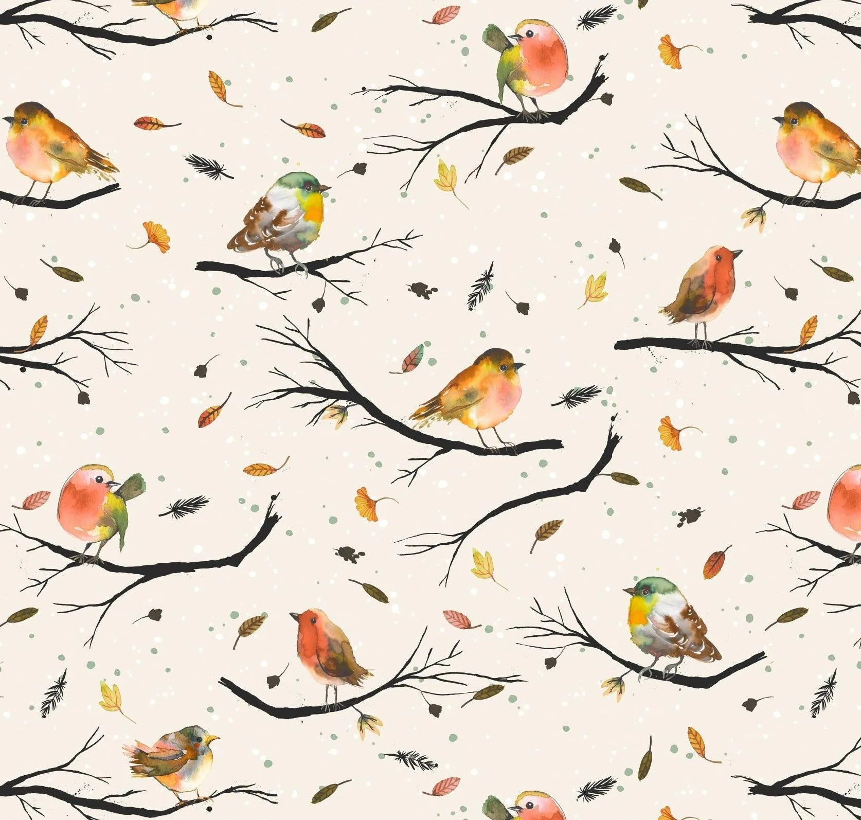 main sample image of Autumn Birds Trees Branches Wallpaper
